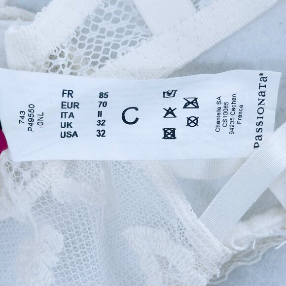 PASSIONATA Women’s Lingerie Bra White Lace low cut Underwire Adjustable Size 32C - Picture 6 of 8